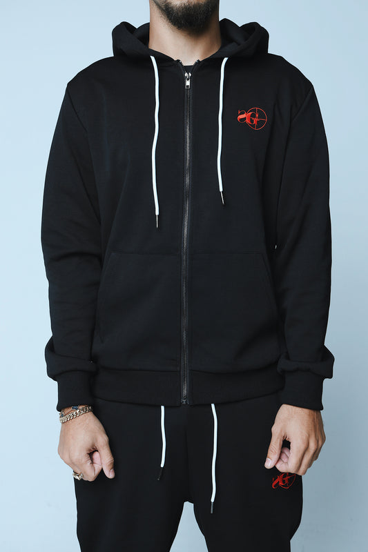 SG Essential Zip-up Hoodie (Black/Red)