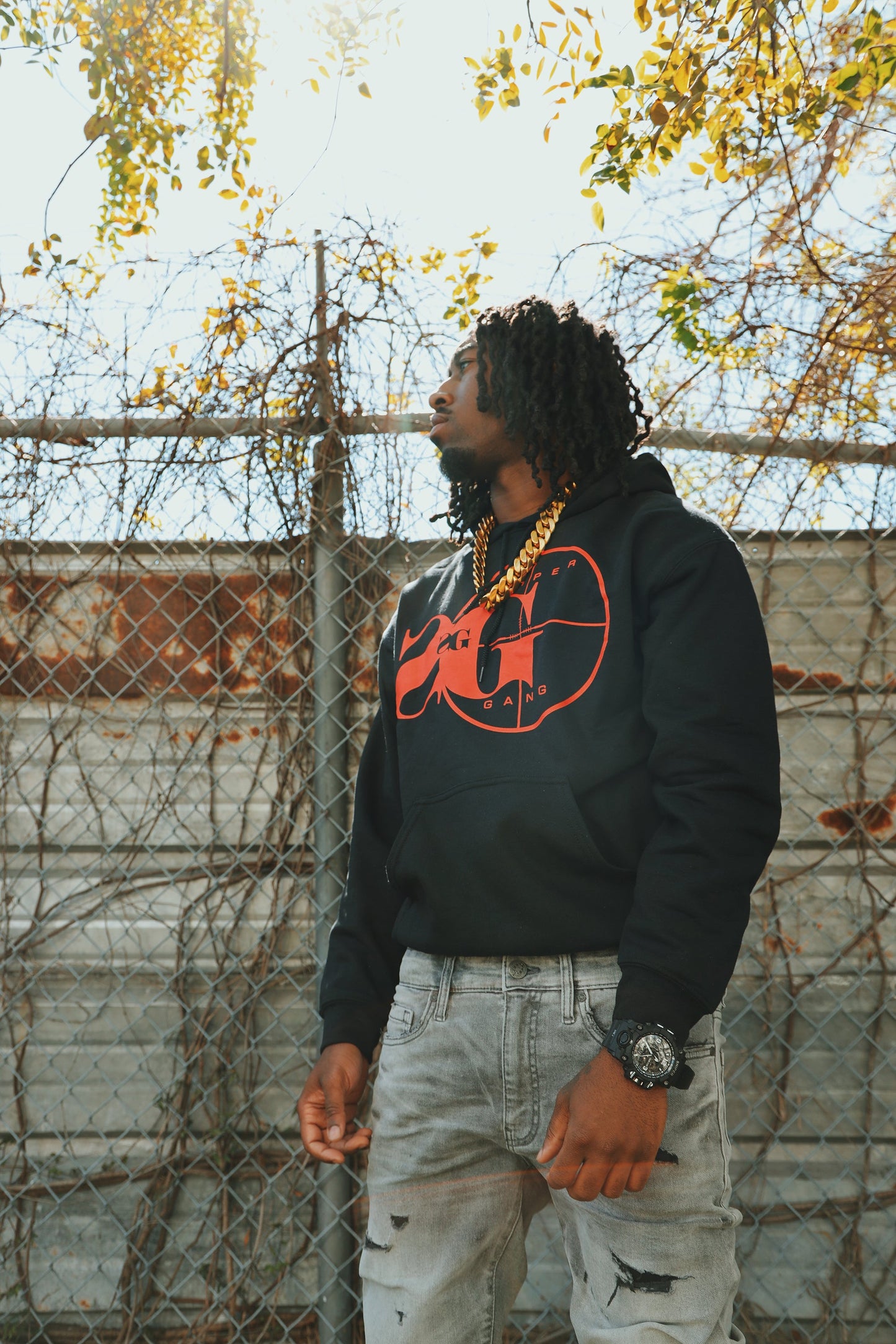 Hoodie: Sniper Gang Logo BLACK/RED