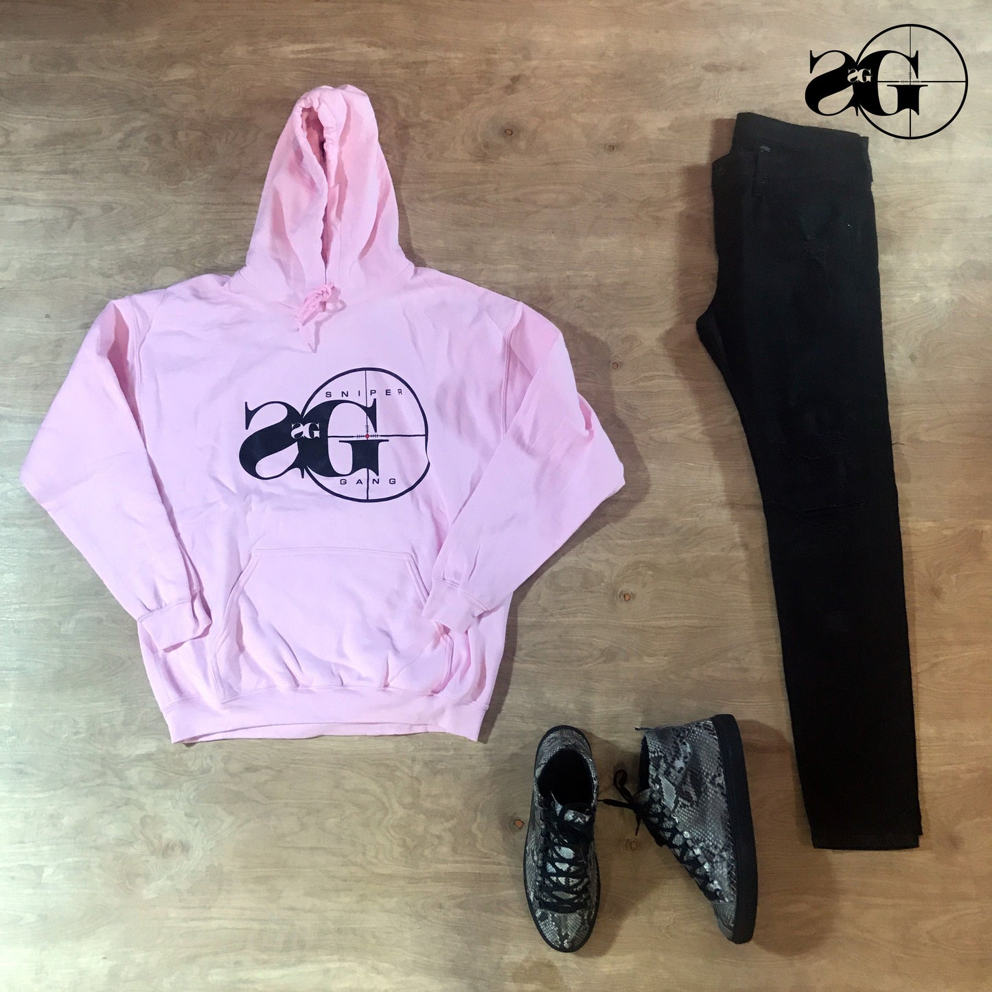 Hoodie: Sniper Gang Logo Pink